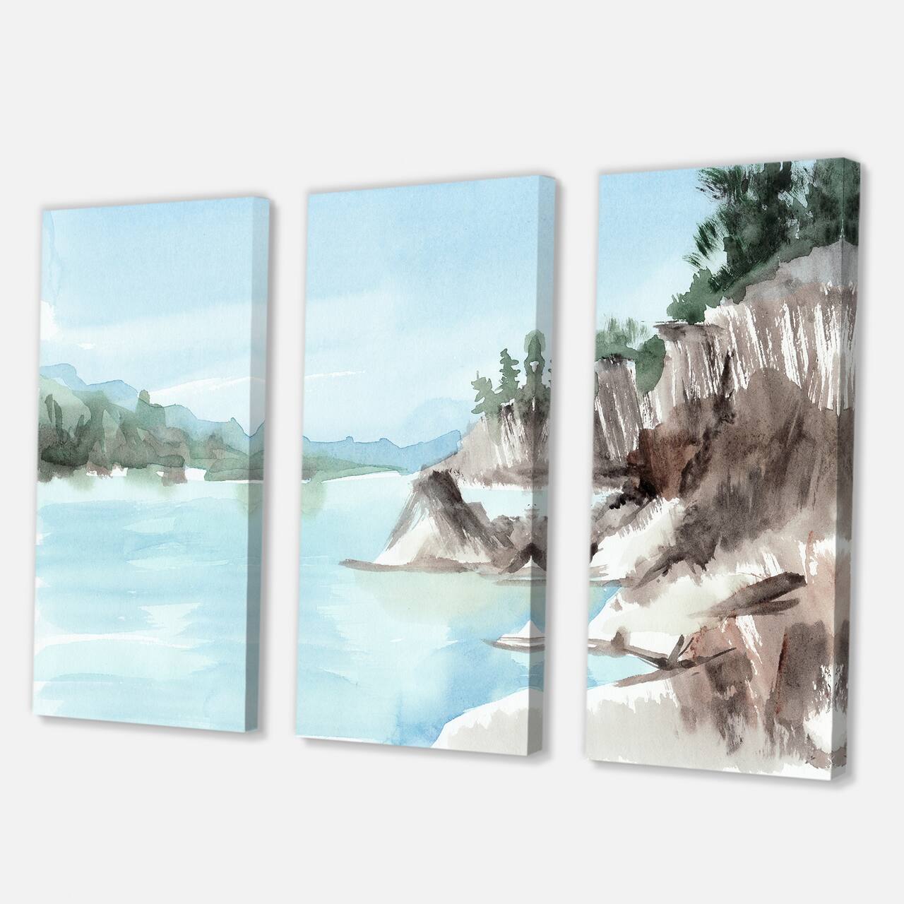 Designart - Rocks By The Blue Lake - Lake House Canvas Wall Art Print
